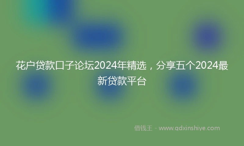 花户贷款口子论坛2024年精选，分享五个2024最新贷款平台