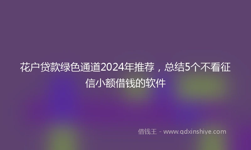 花户贷款绿色通道2024年推荐，总结5个不看征信小额借钱的软件