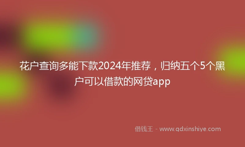 花户查询多能下款2024年推荐，归纳五个5个黑户可以借款的网贷app