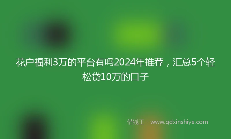 花户福利3万的平台有吗2024年推荐，汇总5个轻松贷10万的口子