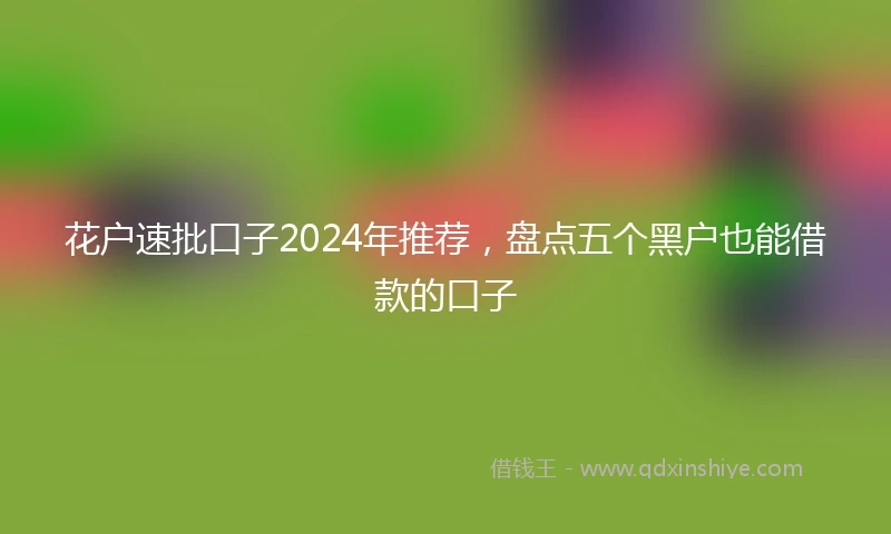 花户速批口子2024年推荐，盘点五个黑户也能借款的口子