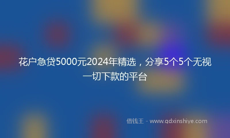 花户急贷5000元2024年精选，分享5个5个无视一切下款的平台