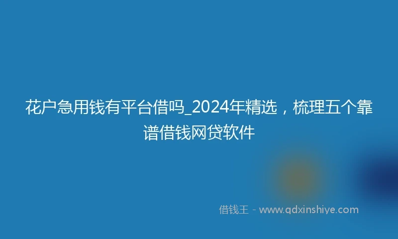 花户急用钱有平台借吗_2024年精选，梳理五个靠谱借钱网贷软件