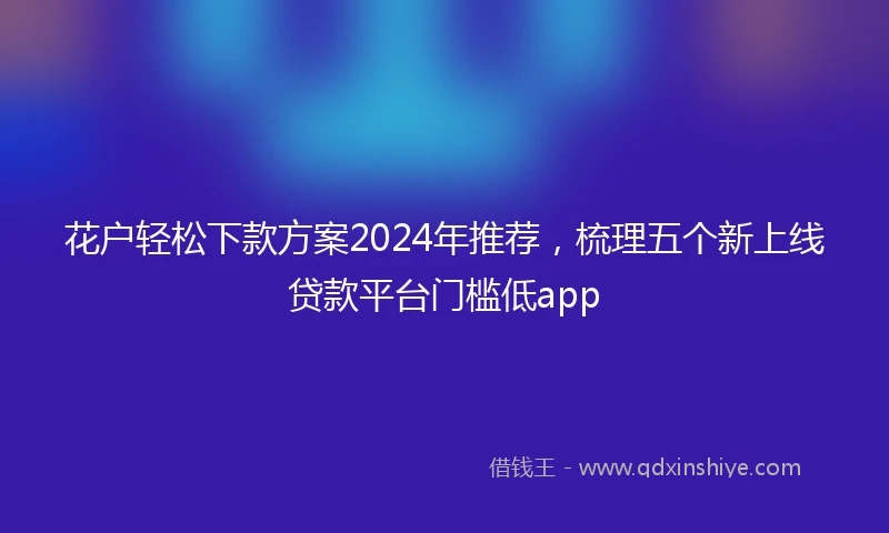 花户轻松下款方案2024年推荐，梳理五个新上线贷款平台门槛低app