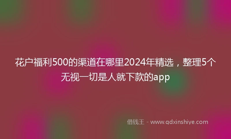 花户福利500的渠道在哪里2024年精选，整理5个无视一切是人就下款的app