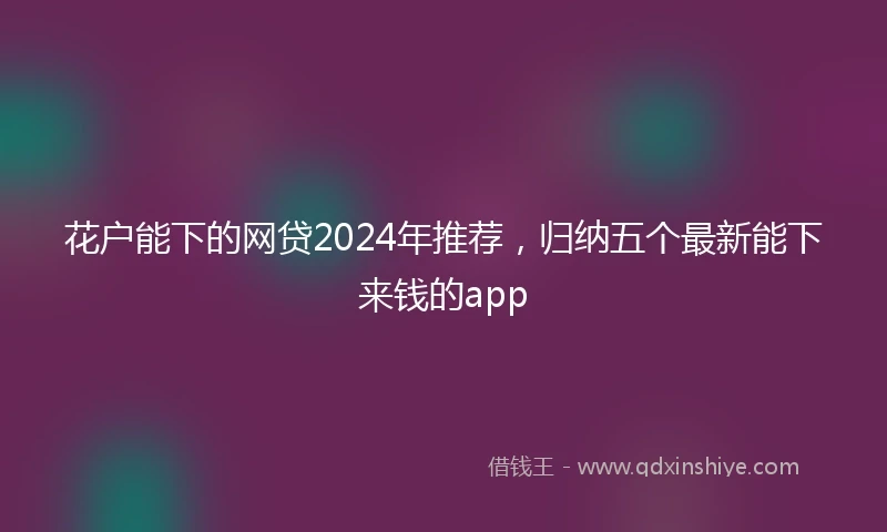 花户能下的网贷2024年推荐，归纳五个最新能下来钱的app