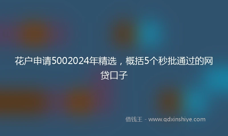 花户申请5002024年精选，概括5个秒批通过的网贷口子