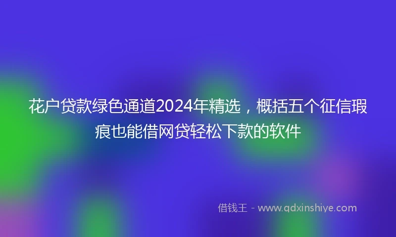 花户贷款绿色通道2024年精选，概括五个征信瑕疵也能借网贷轻松下款的软件