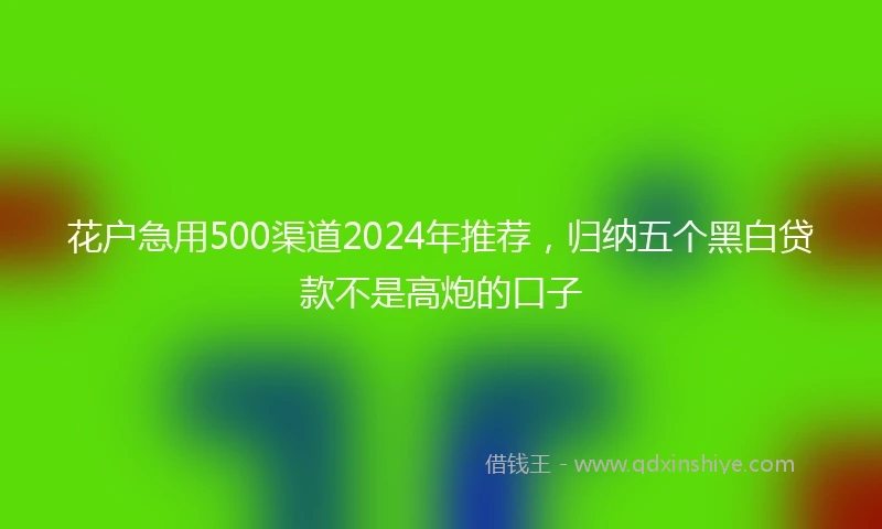 花户急用500渠道2024年推荐，归纳五个黑白贷款不是高炮的口子