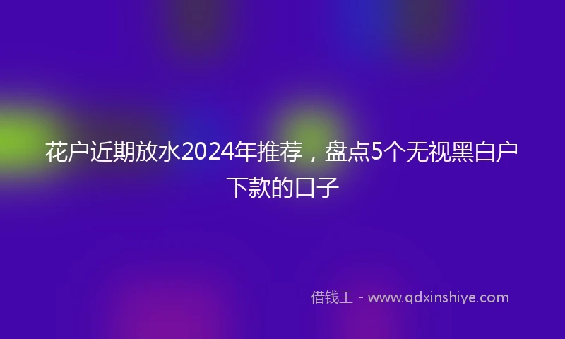 花户近期放水2024年推荐，盘点5个无视黑白户下款的口子