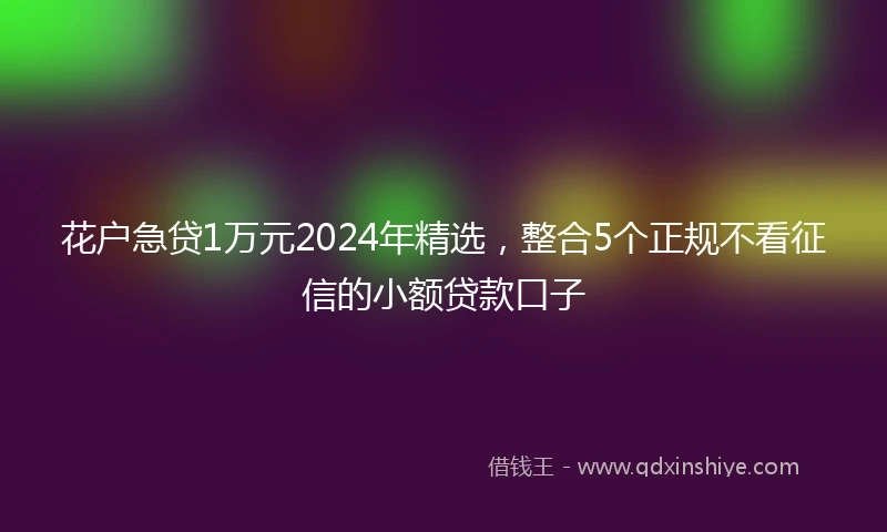 花户急贷1万元2024年精选，整合5个正规不看征信的小额贷款口子