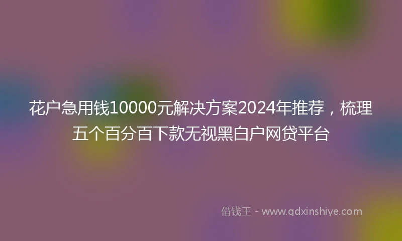 花户急用钱10000元解决方案2024年推荐，梳理五个百分百下款无视黑白户网贷平台