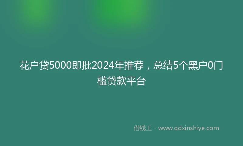 花户贷5000即批2024年推荐，总结5个黑户0门槛贷款平台