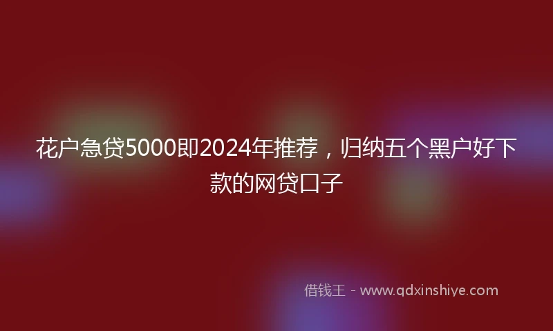 花户急贷5000即2024年推荐，归纳五个黑户好下款的网贷口子