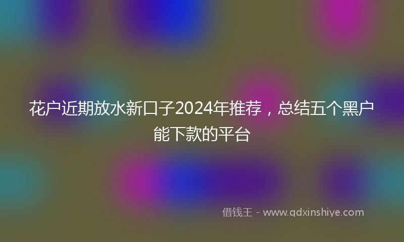 花户近期放水新口子2024年推荐，总结五个黑户能下款的平台