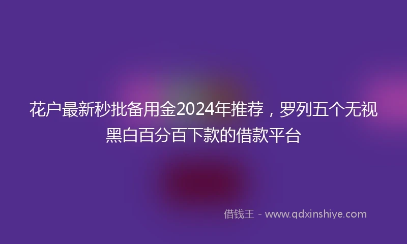 花户最新秒批备用金2024年推荐，罗列五个无视黑白百分百下款的借款平台