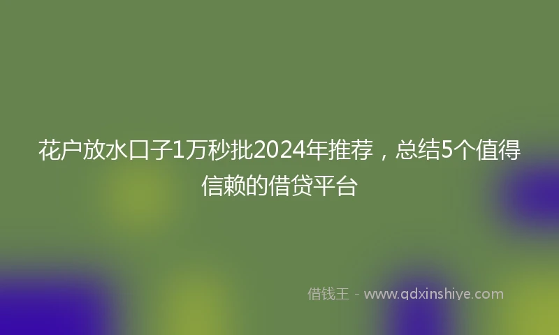 花户放水口子1万秒批2024年推荐，总结5个值得信赖的借贷平台
