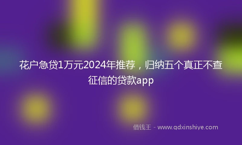 花户急贷1万元2024年推荐，归纳五个真正不查征信的贷款app