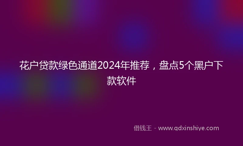 花户贷款绿色通道2024年推荐，盘点5个黑户下款软件