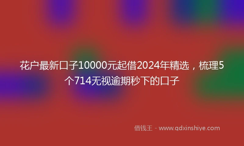 花户最新口子10000元起借2024年精选，梳理5个714无视逾期秒下的口子