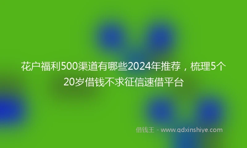 花户福利500渠道有哪些2024年推荐，梳理5个20岁借钱不求征信速借平台