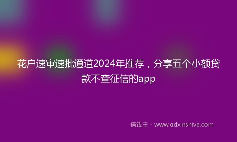花户速审速批通道2024年推荐，分享五个小额贷款不查征信的app