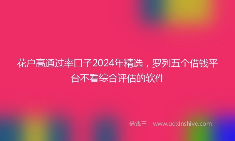 花户高通过率口子2024年精选，罗列五个借钱平台不看综合评估的软件