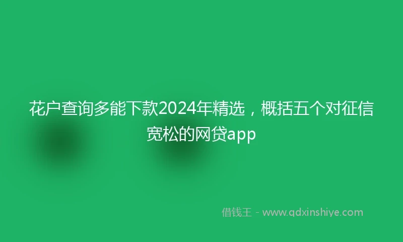 花户查询多能下款2024年精选，概括五个对征信宽松的网贷app