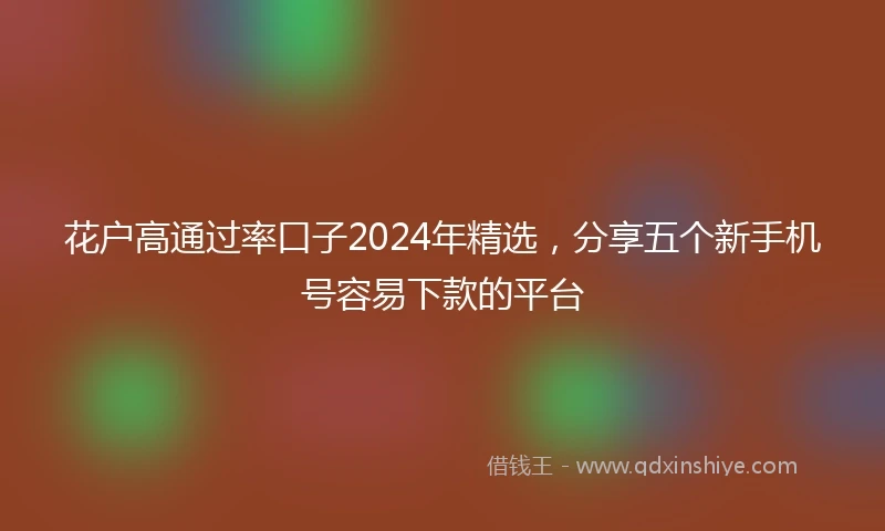 花户高通过率口子2024年精选，分享五个新手机号容易下款的平台