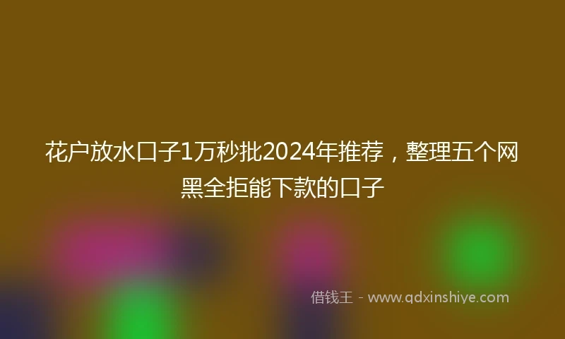 花户放水口子1万秒批2024年推荐，整理五个网黑全拒能下款的口子