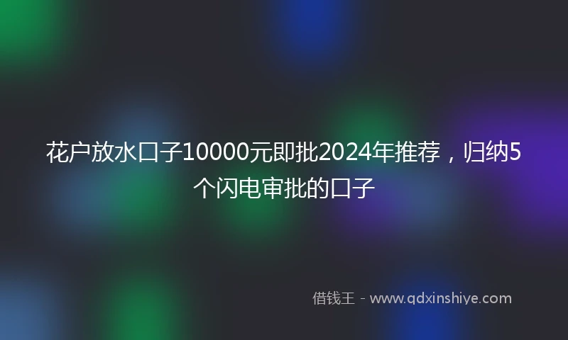 花户放水口子10000元即批2024年推荐，归纳5个闪电审批的口子