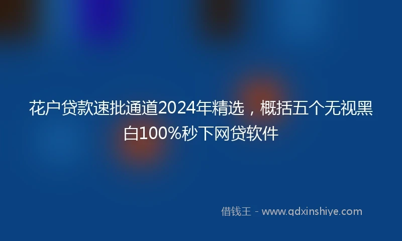 花户贷款速批通道2024年精选，概括五个无视黑白100%秒下网贷软件