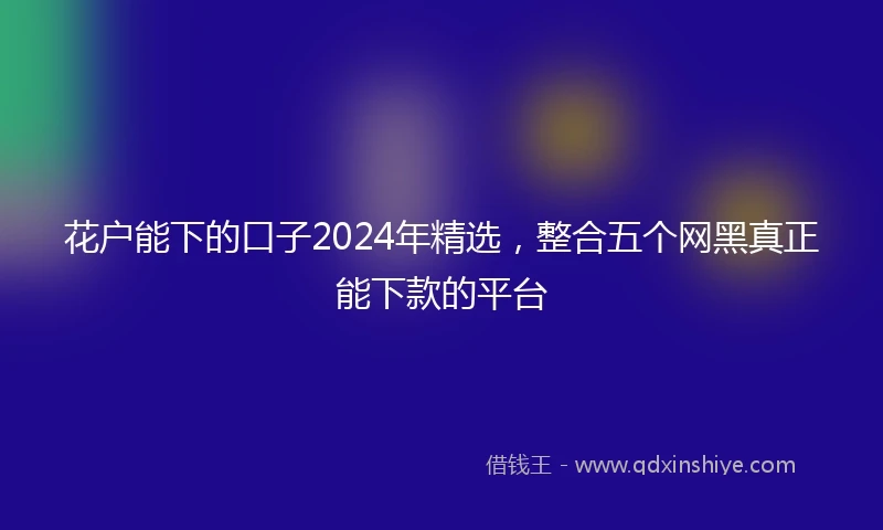 花户能下的口子2024年精选，整合五个网黑真正能下款的平台