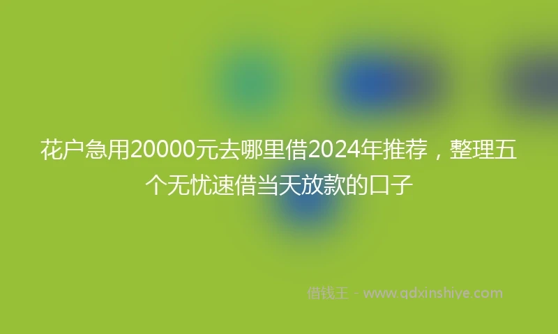 花户急用20000元去哪里借2024年推荐，整理五个无忧速借当天放款的口子