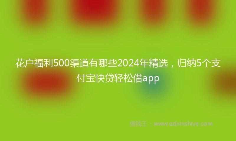花户福利500渠道有哪些2024年精选，归纳5个支付宝快贷轻松借app