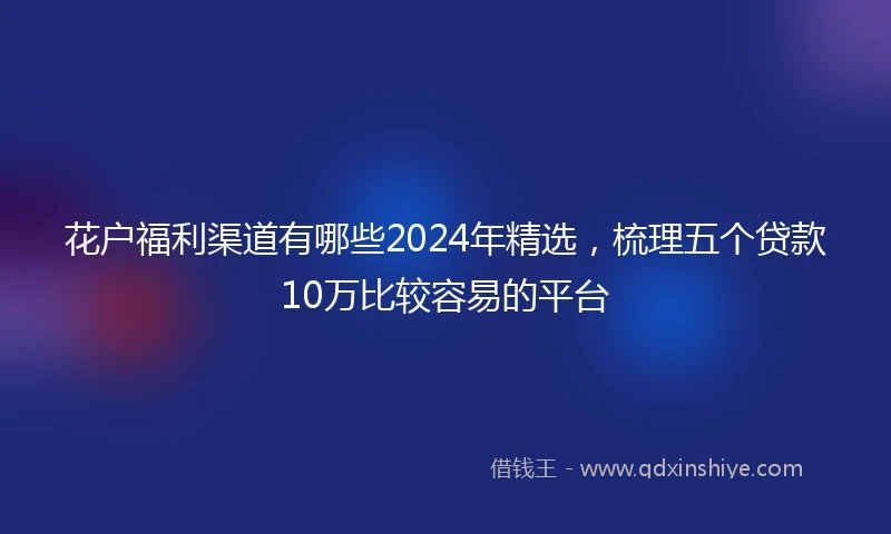 花户福利渠道有哪些2024年精选，梳理五个贷款10万比较容易的平台