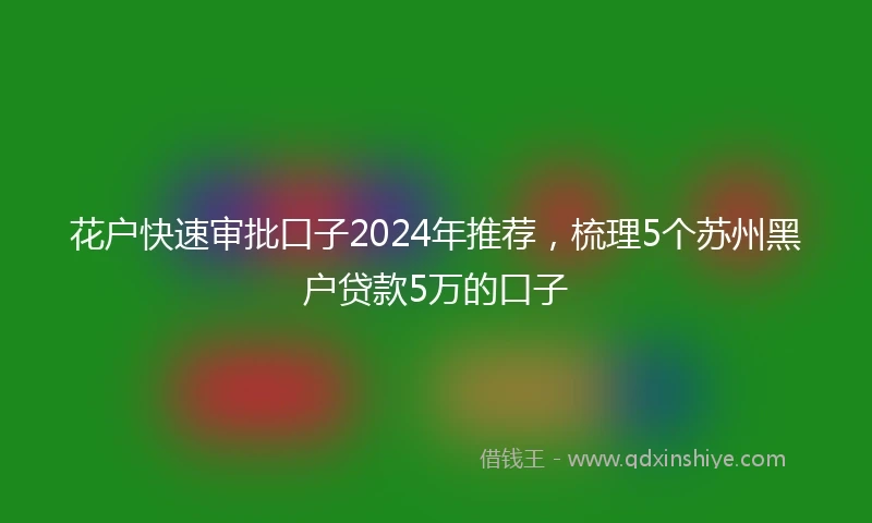 花户快速审批口子2024年推荐，梳理5个苏州黑户贷款5万的口子