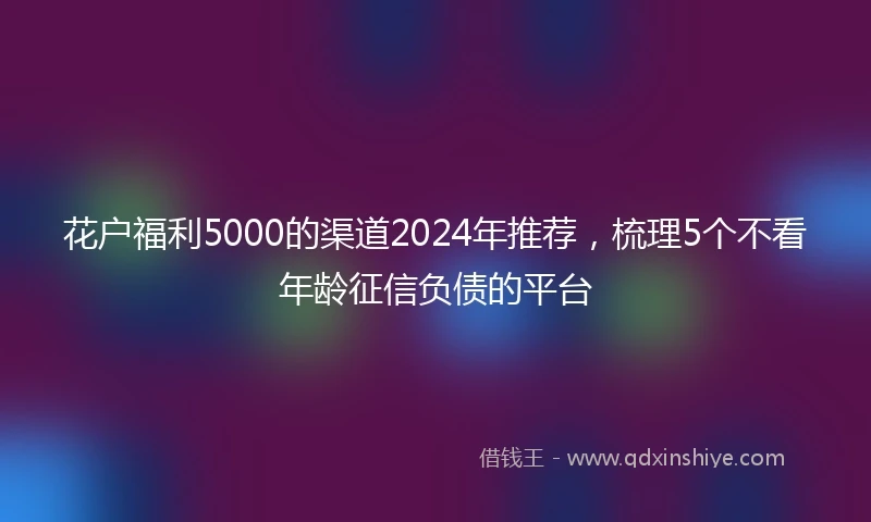 花户福利5000的渠道2024年推荐，梳理5个不看年龄征信负债的平台
