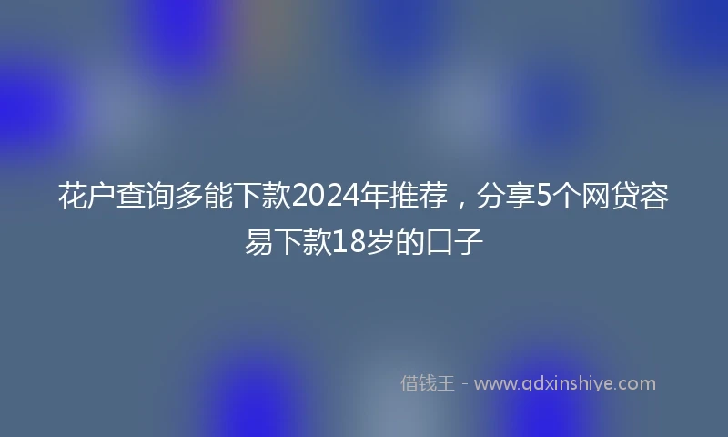 花户查询多能下款2024年推荐，分享5个网贷容易下款18岁的口子