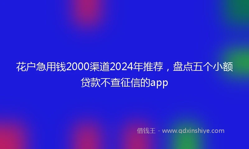 花户急用钱2000渠道2024年推荐,盘点五个小额贷款不查征信的app