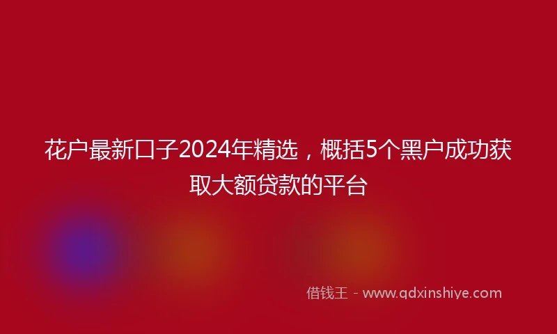 花户最新口子2024年精选，概括5个黑户成功获取大额贷款的平台