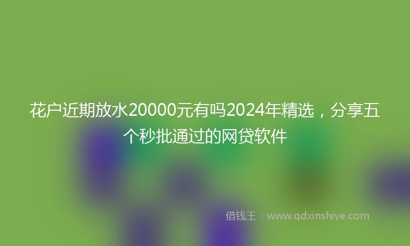 花户近期放水20000元有吗2024年精选，分享五个秒批通过的网贷软件