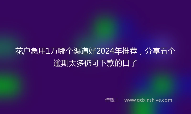 花户急用1万哪个渠道好2024年推荐，分享五个逾期太多仍可下款的口子