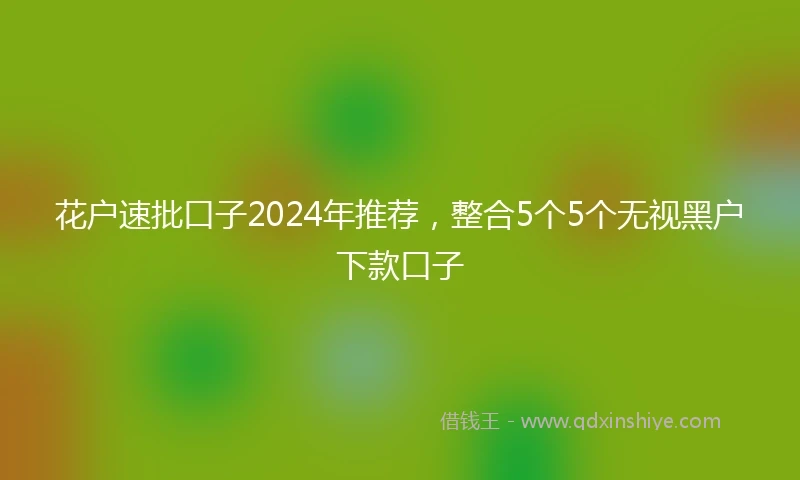 花户速批口子2024年推荐，整合5个5个无视黑户下款口子