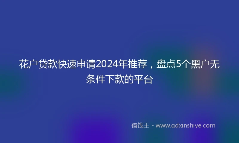 花户贷款快速申请2024年推荐，盘点5个黑户无条件下款的平台