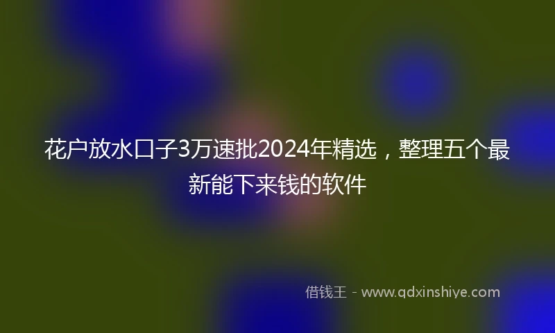 花户放水口子3万速批2024年精选，整理五个最新能下来钱的软件