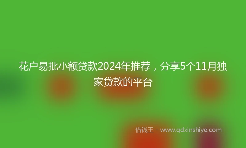 花户易批小额贷款2024年推荐，分享5个11月独家贷款的平台