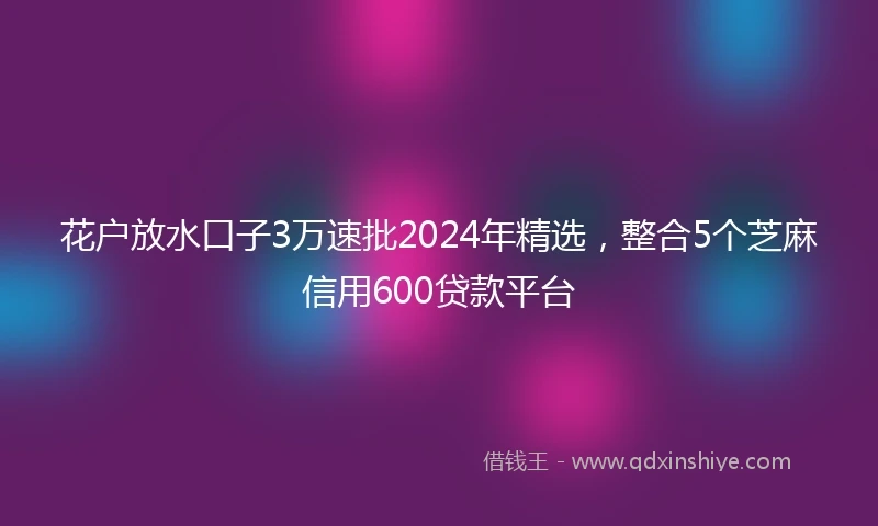 花户放水口子3万速批2024年精选，整合5个芝麻信用600贷款平台