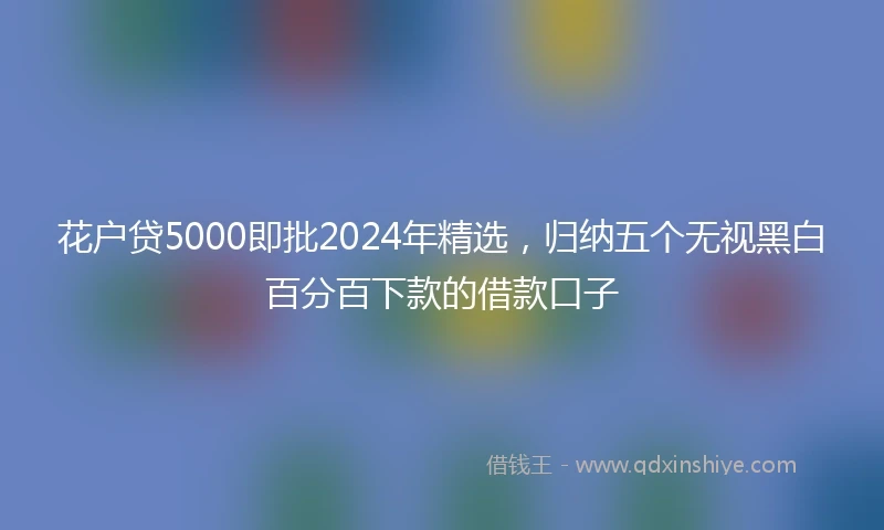 花户贷5000即批2024年精选，归纳五个无视黑白百分百下款的借款口子