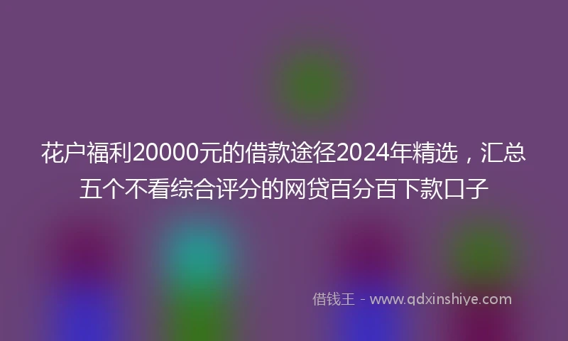 花户福利20000元的借款途径2024年精选，汇总五个不看综合评分的网贷百分百下款口子